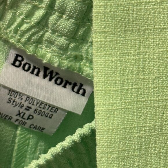 BonWorth Womens Floral Two-Piece Set L/XLP Green & White 100% Polyester Spring - Picture 5 of 11